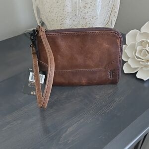Frye Brown Leather Wristlet